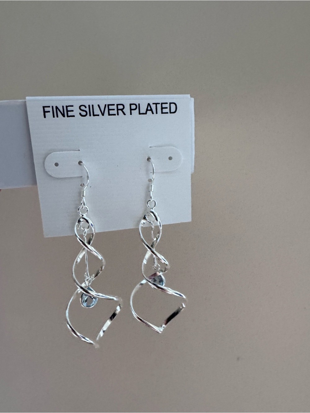 Fine Silver Plated Twisted Drop Earrings - Silver
